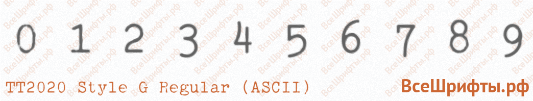 Шрифт TT2020 Style G Regular (ASCII) с цифрами