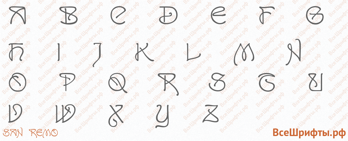 Шрифт San Remo с латинскими буквами