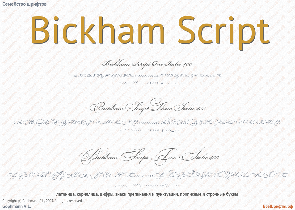 Семейство шрифтов Bickham Script
