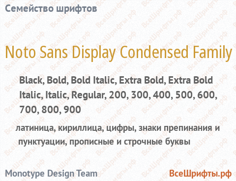 Семейство шрифтов Noto Sans Display Condensed Family