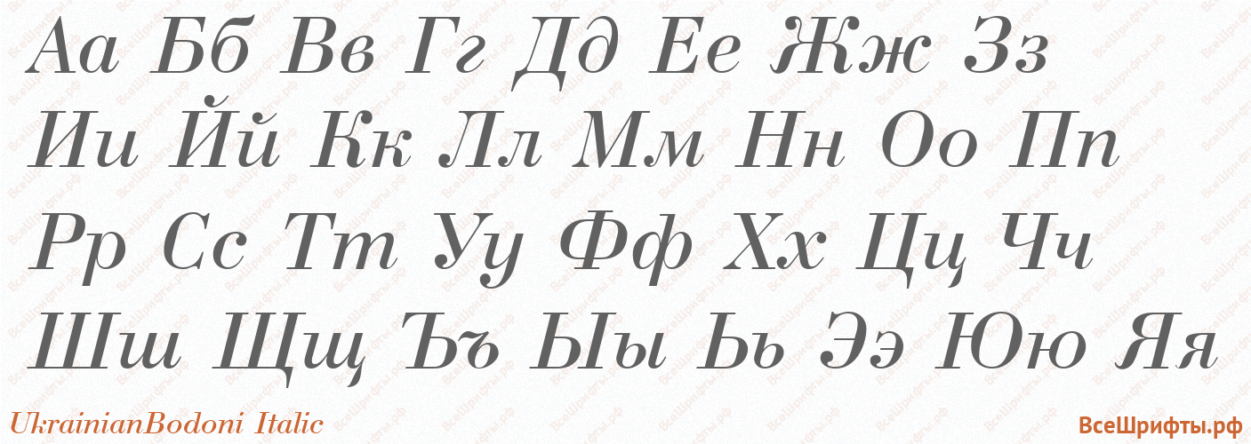 Шрифт UkrainianBodoni Italic с русскими буквами