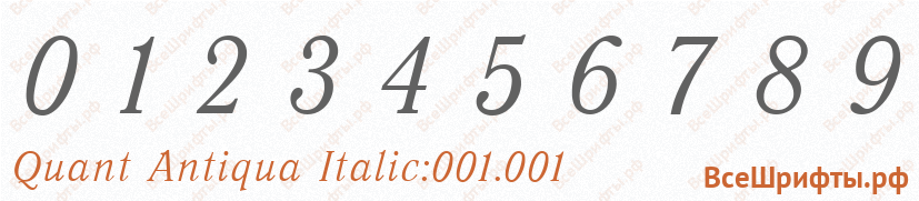 Шрифт Quant Antiqua Italic:001.001 с цифрами