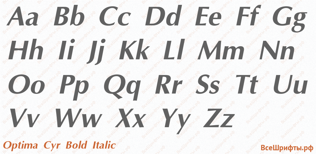 Шрифт Optima Cyr Bold Italic с латинскими буквами