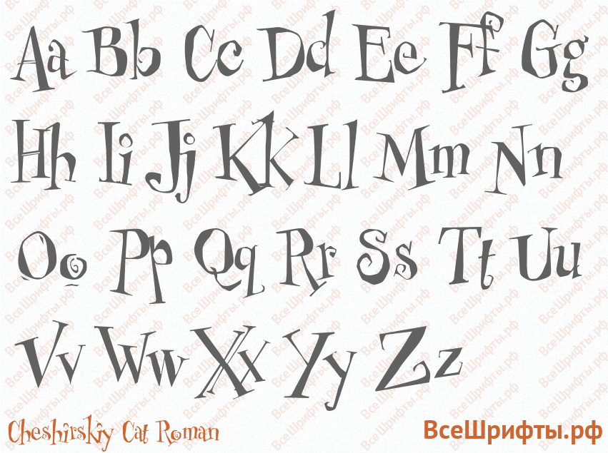 Шрифт Cheshirskiy Cat Roman с латинскими буквами