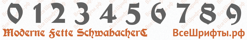 Шрифт Moderne Fette SchwabacherC с цифрами