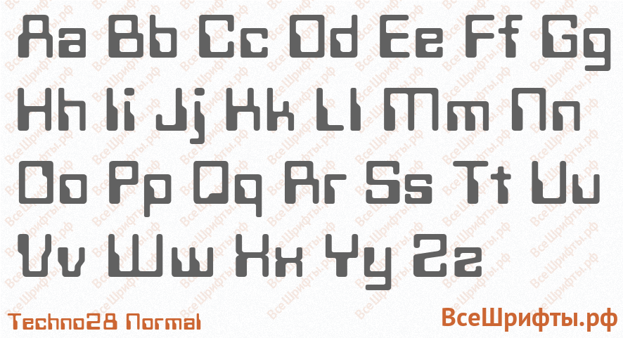 Шрифт Techno28 Normal с латинскими буквами