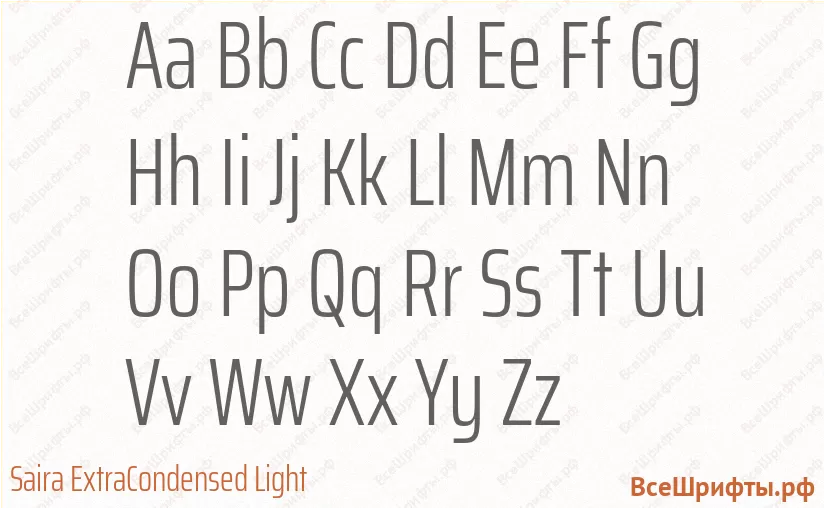 Шрифт Saira ExtraCondensed Light с латинскими буквами
