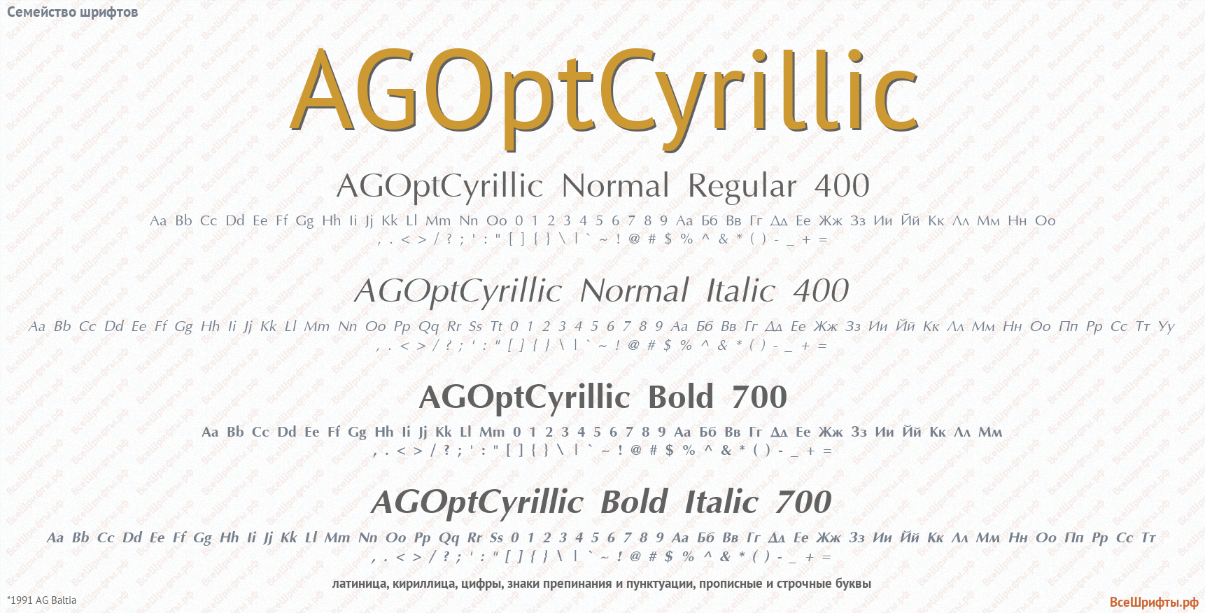 Семейство шрифтов AGOptCyrillic