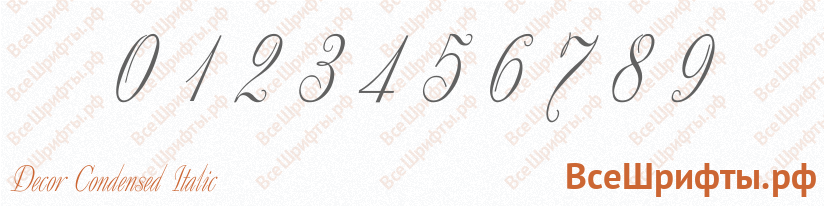 Шрифт Decor Condensed Italic с цифрами