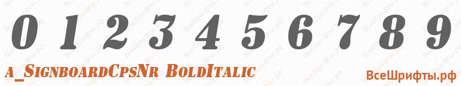 Шрифт a_SignboardCpsNr BoldItalic с цифрами