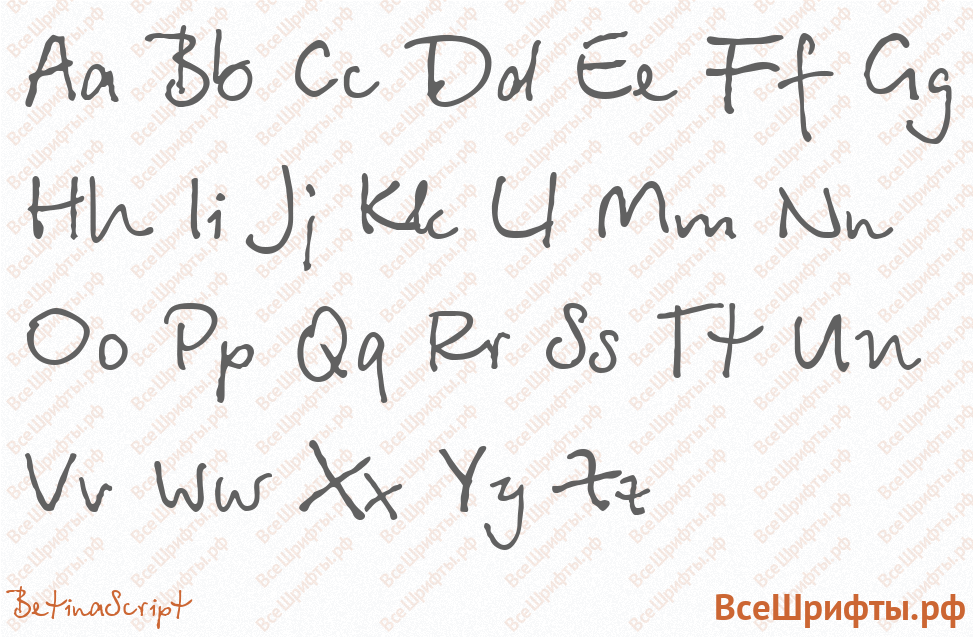 Шрифт BetinaScript с латинскими буквами