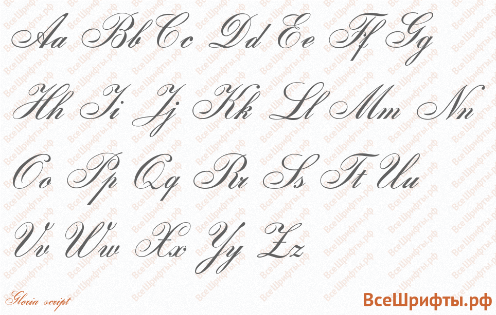 Шрифт Gloria script с латинскими буквами