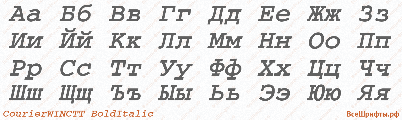 Шрифт CourierWINCTT BoldItalic с русскими буквами Шрифт CourierWINCTT BoldItalic с русскими буквами