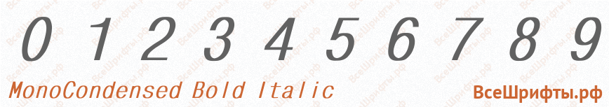 Шрифт MonoCondensed Bold Italic с цифрами