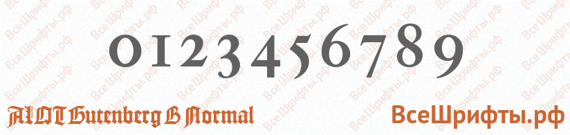 Шрифт ALOT Gutenberg B Normal с цифрами