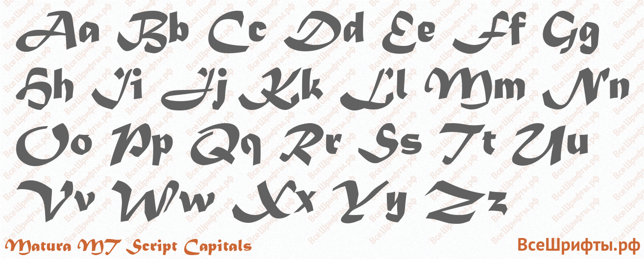 Шрифт Matura MT Script Capitals с латинскими буквами