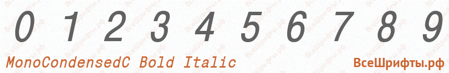 Шрифт MonoCondensedC Bold Italic с цифрами