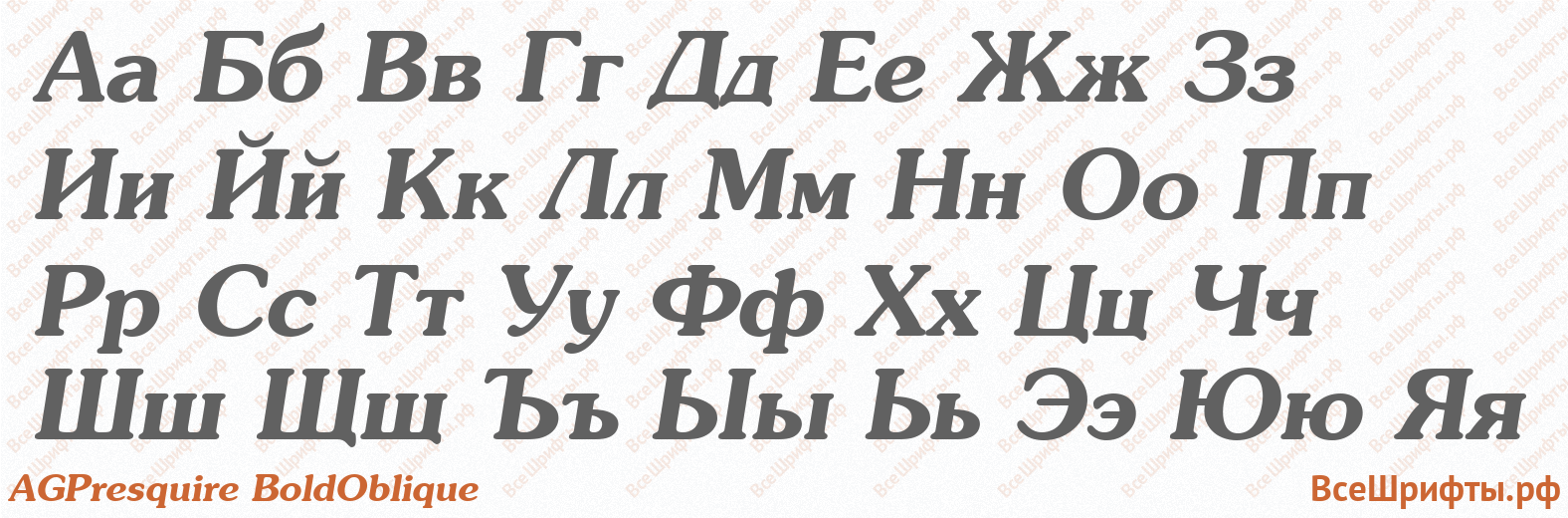 Шрифт AGPresquire BoldOblique с русскими буквами