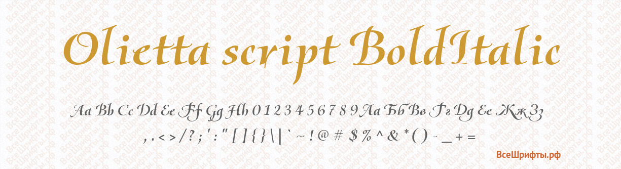Шрифт Olietta script BoldItalic
