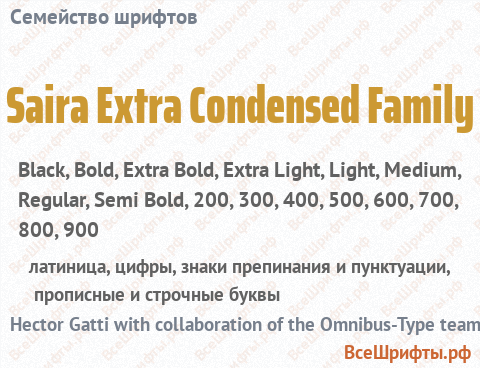 Семейство шрифтов Saira Extra Condensed Family