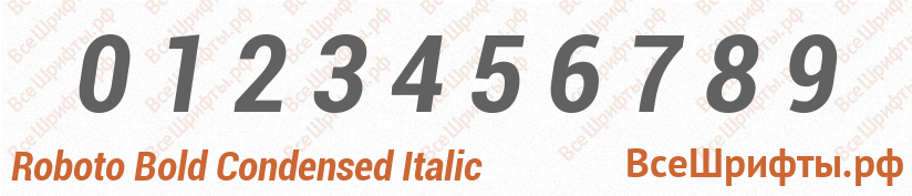 Шрифт Roboto Bold Condensed Italic с цифрами