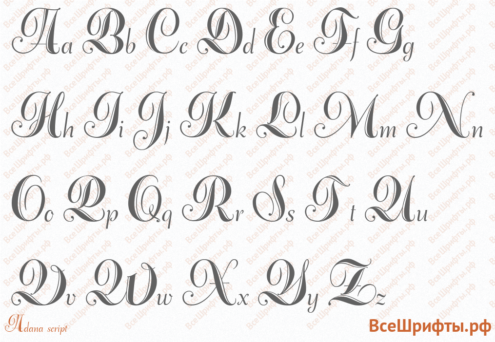 Шрифт Adana script с латинскими буквами