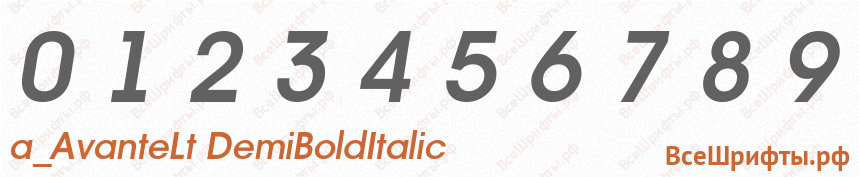 Шрифт a_AvanteLt DemiBoldItalic с цифрами
