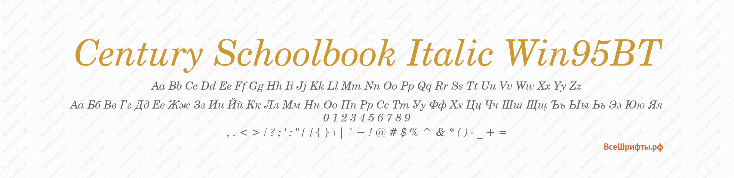 Шрифт Century Schoolbook Italic Win95BT