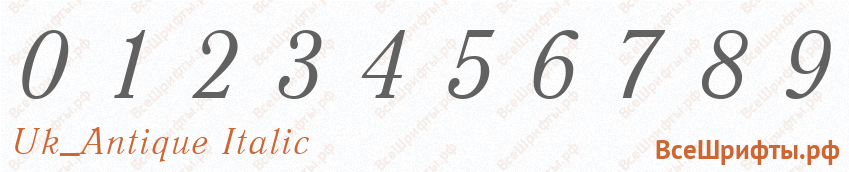 Шрифт Uk_Antique Italic с цифрами