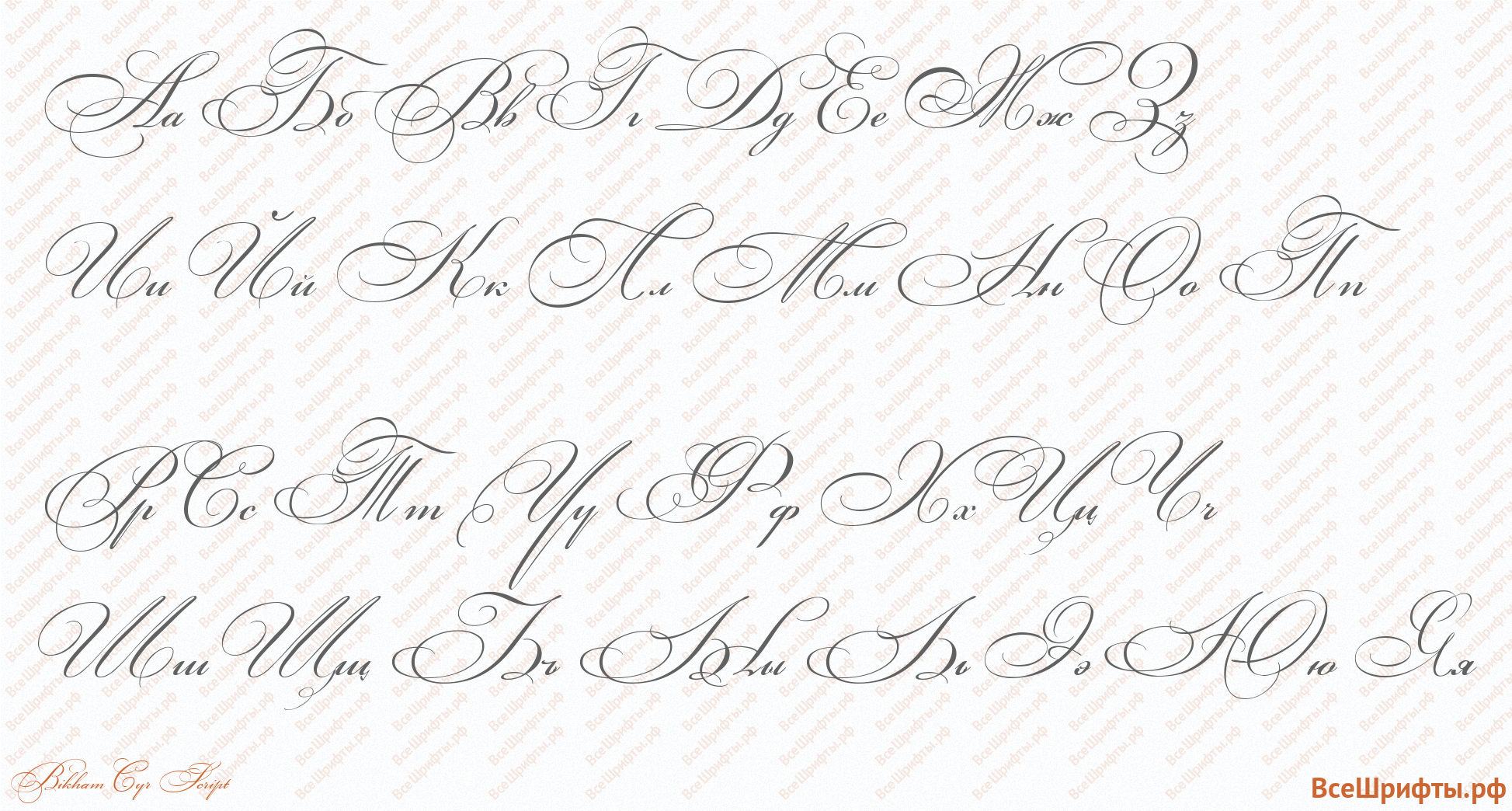Шрифт Bikham Cyr Script с русскими буквами