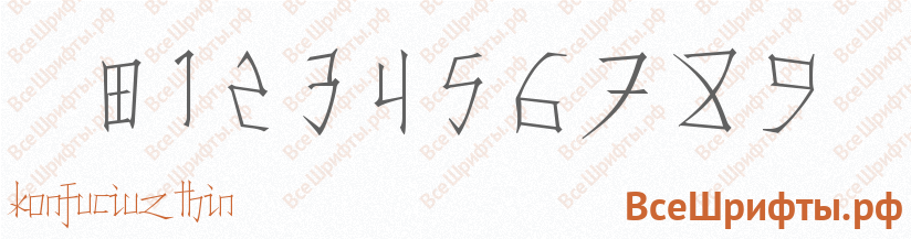Шрифт Konfuciuz Thin с цифрами