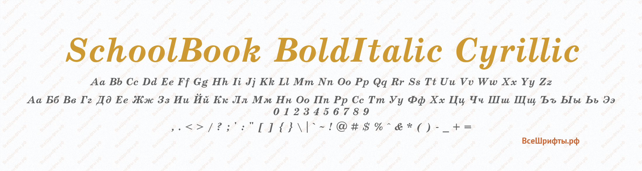 Шрифт SchoolBook BoldItalic Cyrillic