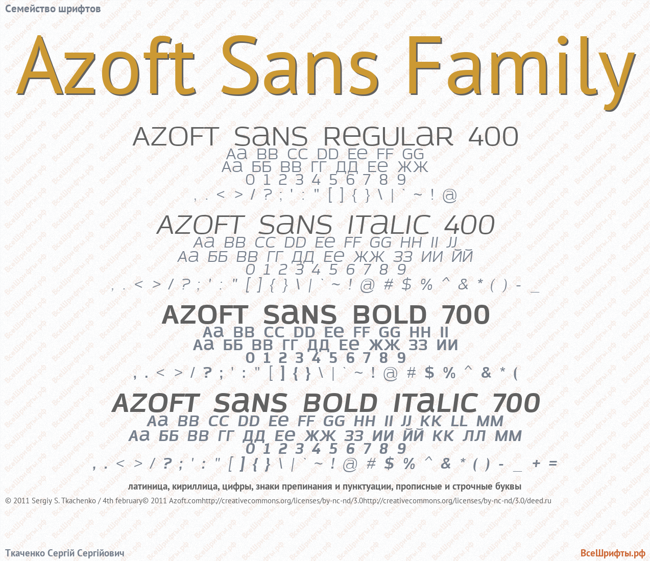 Семейство шрифтов Azoft Sans Family