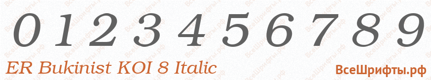 Шрифт ER Bukinist KOI 8 Italic с цифрами