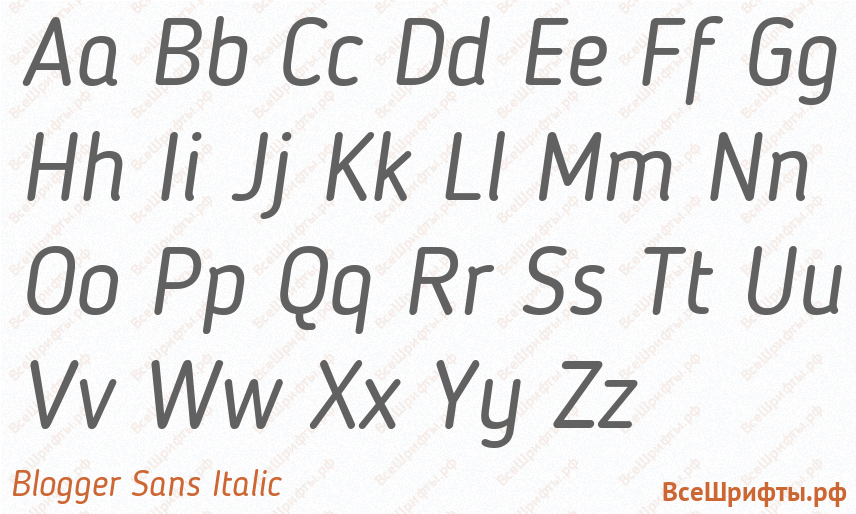 Шрифт Blogger Sans Italic с латинскими буквами