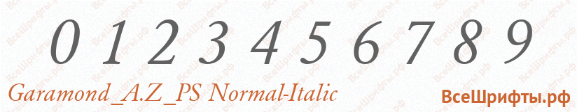 Шрифт Garamond_A.Z_PS Normal-Italic с цифрами
