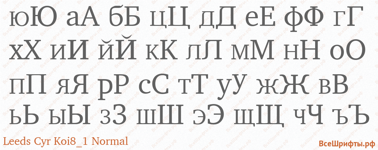 Шрифт Leeds Cyr Koi8_1 Normal с русскими буквами