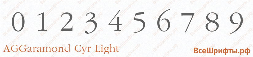 Шрифт AGGaramond Cyr Light с цифрами