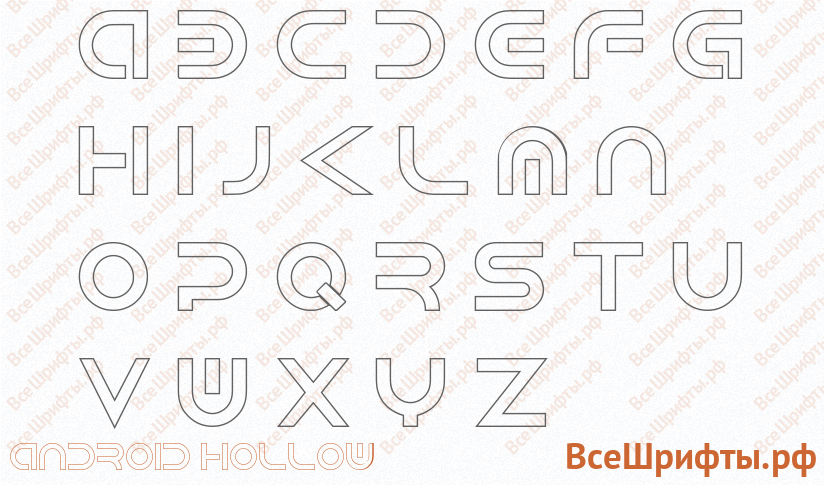 Шрифт Android Hollow с латинскими буквами