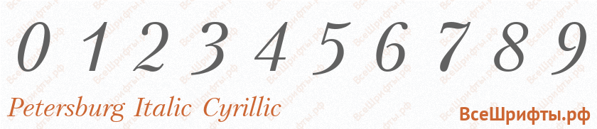 Шрифт Petersburg Italic Cyrillic с цифрами