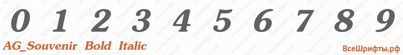 Шрифт AG_Souvenir Bold Italic с цифрами