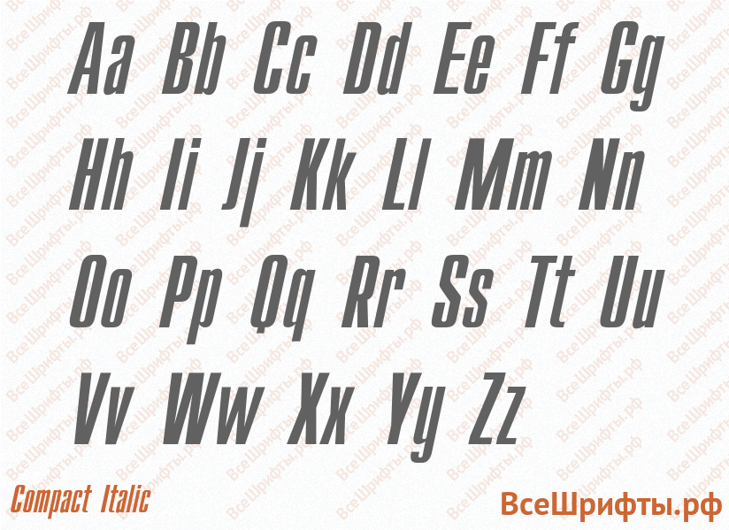 Шрифт Compact Italic с латинскими буквами