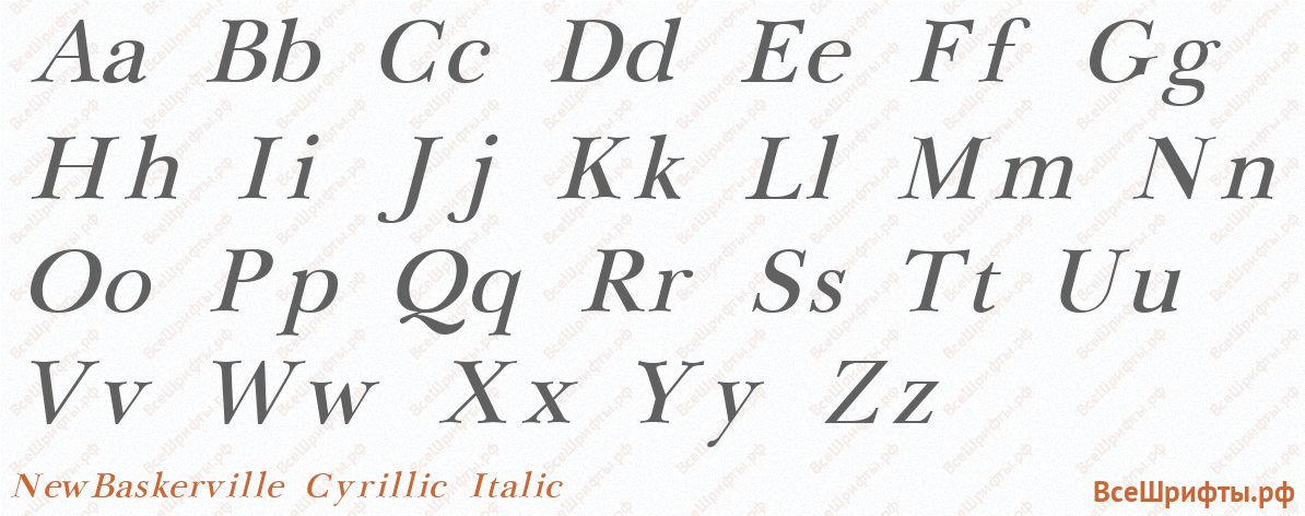 Шрифт NewBaskerville Cyrillic Italic с латинскими буквами