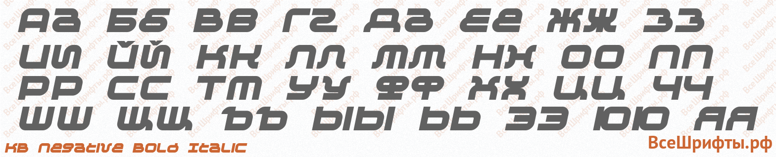 Шрифт KB Negative Bold Italic с русскими буквами