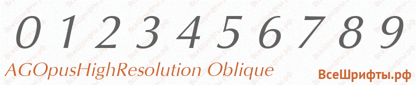 Шрифт AGOpusHighResolution Oblique с цифрами
