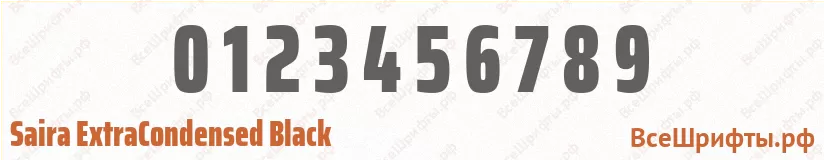 Шрифт Saira ExtraCondensed Black с цифрами