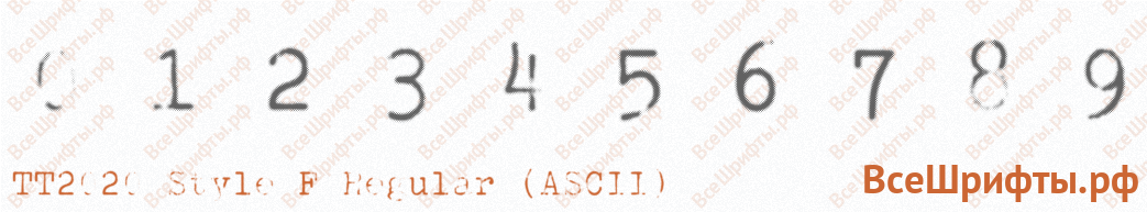 Шрифт TT2020 Style F Regular (ASCII) с цифрами