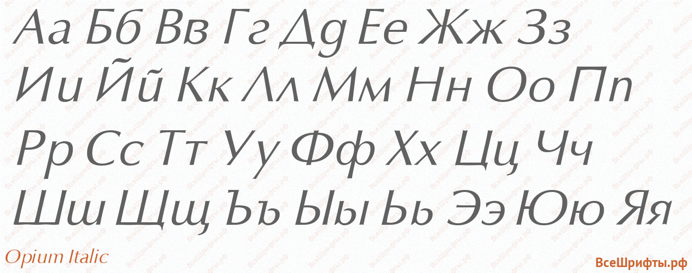 Шрифт Opium Italic с русскими буквами