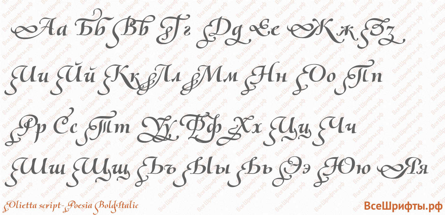 Шрифт Olietta script-Poesia BoldItalic с русскими буквами