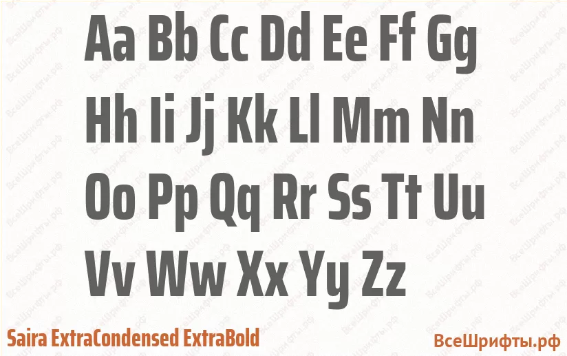 Шрифт Saira ExtraCondensed ExtraBold с латинскими буквами